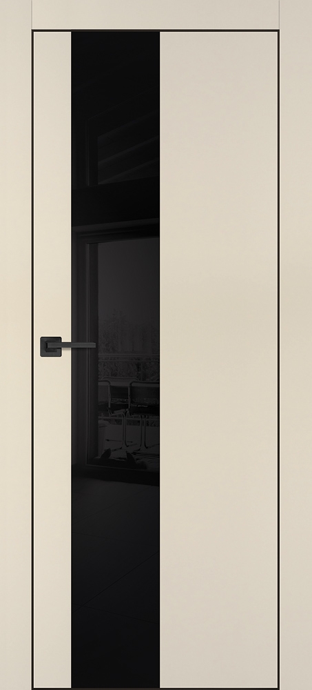 Фото Межкомнатная дверь PX-6 черная кромка с 4-х ст. Бежевый матовый
